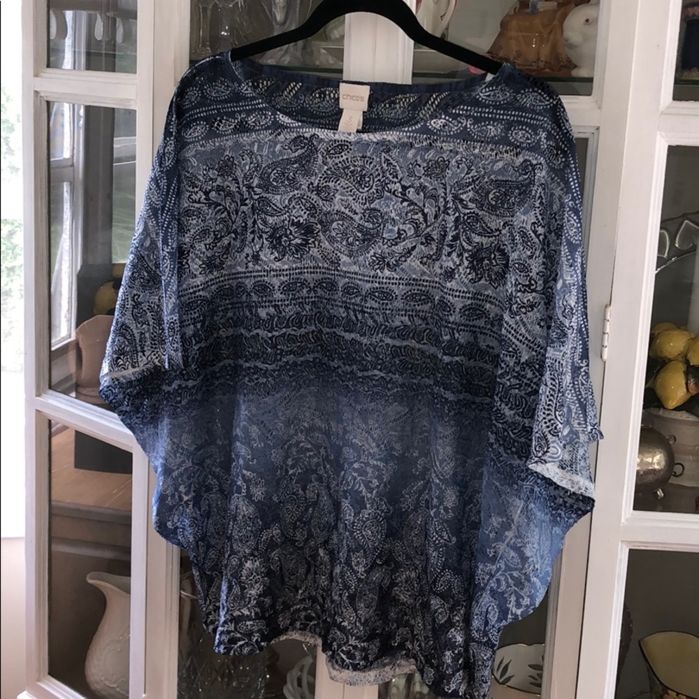 NWT Chico’s Blue&White Paisley Sweater
